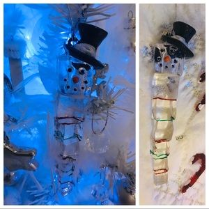 Xmas tree acrylic snowman icicle ornament set of 4